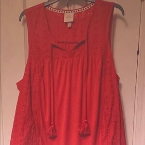Knox Rose Vibrant Red Lace Tank Top